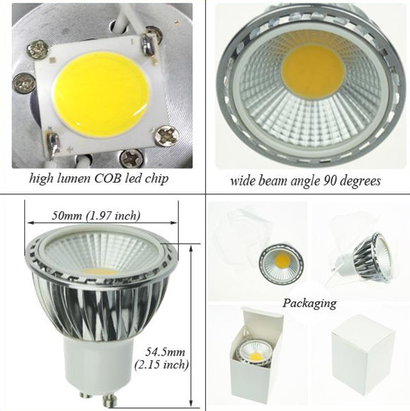 5 Watt COB Warm White LED Lamp , PC Cover GU10 High Lumen LED Lamps 60g