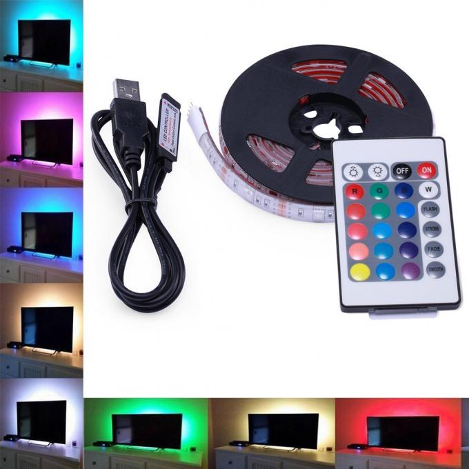 TV Backside RGB LED Strip Lights With Remote DC 5V Ribbon Style USB Connector
