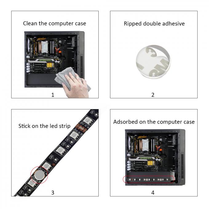 Computer Case Magnetic Rgb Led Strip 120 Degrees With Power Supply Interface