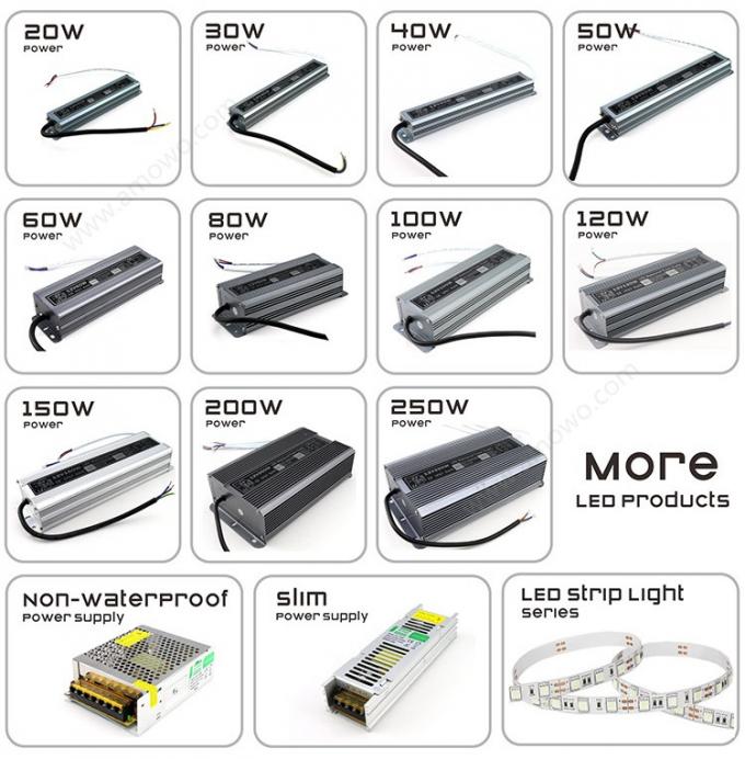 Waterproof IP67 LED Strip Power Adapter 5A 60W Outdoor Use Aluminum Alloy
